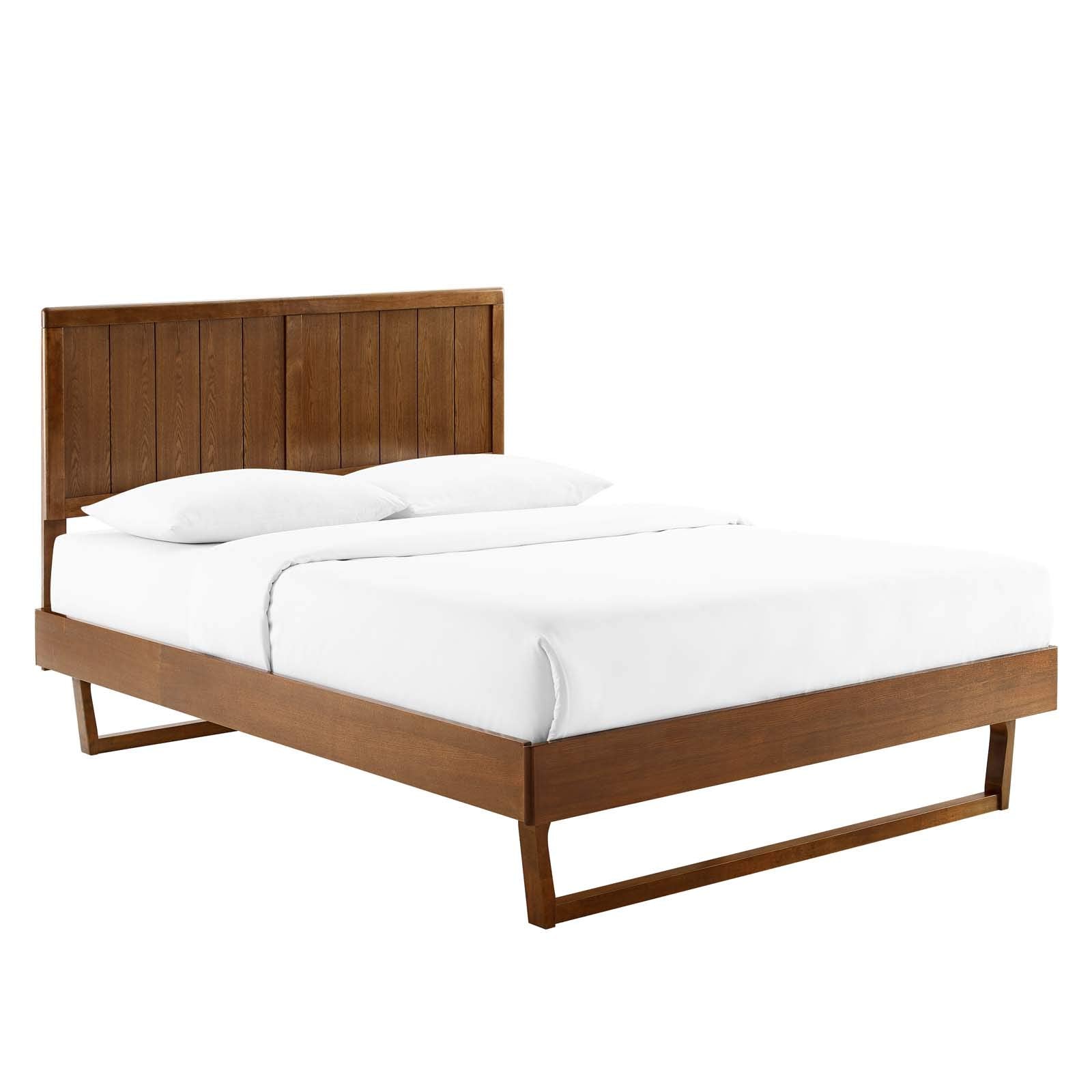 Modway Alana Wood Full Platform Bed In Walnut With Angular Frame, Double